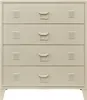 A front view of a camel-colored metal cabinet with four drawers. Produktbild-Vorschau