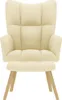 A cream-colored fabric recliner chair with a matching ottoman, shown from the front on a white background. Náhľad obrázku produktu