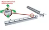 Illustration of a magnetic revision door with adjustable height, showing its components and how it attaches to a track. Produktbild-Vorschau