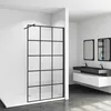 A modern bathroom with a walk-in shower and a double vanity. Produktbild-Vorschau