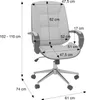 A diagram of an office chair with dimensions indicated by lines and text. Anteprima dell’immagine prodotto