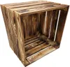 A wooden crate with a burnt finish. Anteprima dell’immagine prodotto
