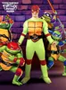 A person in a Raphael costume is surrounded by animated Teenage Mutant Ninja Turtles. Produktbild-Vorschau