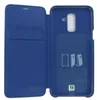 An open blue flip cover for a smartphone, showing the inside of the cover and the phone holder. Anteprima dell’immagine prodotto