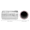 A product shot of a flexible aluminum duct hose, shown both extended and as a cross-section, with dimensions indicated. Anteprima dell’immagine prodotto