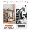 A split image showing a comparison of a messy room before and an organized closet after using a clothing rack. Voir les images du produit