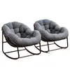 Two gray rocking chairs with woven bases and metal frames are shown against a white background. Produktbild-Vorschau