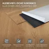 A close-up of vinyl flooring with text and icons highlighting its features. Produktbild-Vorschau