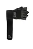 A pair of black weightlifting gloves with wrist wraps, shown against a white background. Produktbild-Vorschau