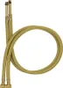 A pair of gold braided hoses with brass fittings on a white background. Produktbild-Vorschau