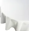 A close-up view of a white, round tablecloth draped over a surface, showing its texture and folds. Produktbild-Vorschau