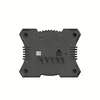 The back view of a black electronic device with multiple ports and labels. Produktbild-Vorschau