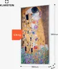 A product image featuring a painting of 'The Kiss' by Gustav Klimt, with overlaid text indicating weight and dimensions. Podgląd zdjęcia produktu