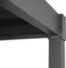 A close-up view of the corner joint of a dark gray metal pergola structure. Produktbild-Vorschau