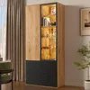 Flieks vitrinekast met glas en LED-verlichting, vrijstaande Productafbeelding-voorbeeld 5