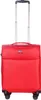A red trolley suitcase with a retractable handle and wheels, shown from the front. Produktbild-Vorschau