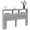 Design LED-Kopfteil mit Ablage Grau Sonoma 160x17x102 cm, Produktbild-Vorschau 5