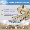 A woman sleeping on a bed with a slatted base, illustrating features of the bed base. Produktbild-Vorschau