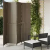 CLORIS Paravent 4-tlg. Grau Poly Rattan, 14,6 kg Produktbild-Vorschau 1