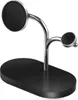 A black and silver 3-in-1 wireless charging stand for electronic devices. Podgląd zdjęcia produktu