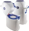Two white and blue diaper disposal units are shown against a white background. One unit is open, revealing its interior. Produktbild-Vorschau