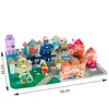A colorful toy city built with wooden blocks on a playmat. Anteprima dell’immagine prodotto