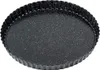 A black tart pan with a speckled granite-like finish and fluted edges is shown from a slightly elevated angle against a white background. Podgląd zdjęcia produktu