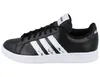 A side view of a black Adidas sneaker with white stripes. Podgląd zdjęcia produktu