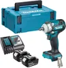 A Makita cordless impact wrench kit including the tool, two batteries, a charger, and a storage case. Produktbild-Vorschau