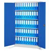 An open metal filing cabinet filled with blue ring binders, photographed against a white background. Podgląd zdjęcia produktu