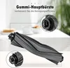 A close-up view of a vacuum cleaner brush roll, with text highlighting its features. Voir les images du produit