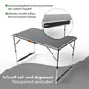A foldable table is shown with text highlighting its features. Produktbild-Vorschau