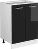 A studio shot of a kitchen base cabinet with two black high-gloss doors and a white body. Anteprima dell’immagine prodotto
