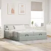 vidaXL Ottoman-Bett mit Matratzen & LEDs Hellgrau 200x200 Produktbild-Vorschau 4