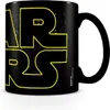 A black mug with the Star Wars logo in yellow. Anteprima dell’immagine prodotto
