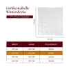 A size chart for a winter duvet with an image of the duvet itself. Voir les images du produit