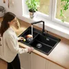 Granitspüle & Küchenspüle 70 x 46 cm mit Abtropfkorb, Produktbild-Vorschau 2