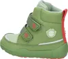 A side view of a green children's boot with red accents. Produktbild-Vorschau