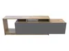 A modern TV stand with a wood-grain finish and a gray cabinet. Náhled obrázku produktu
