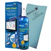 A product shot of a screen cleaning kit, including a spray bottle and a microfiber cloth, presented against a white background. Produktbild-Vorschau