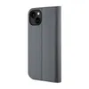 A gray flip phone case for an iPhone 14 is shown against a white background. Produktbild-Vorschau