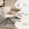 A beige armchair with a black metal base is shown in a room setting, with close-up insets highlighting features. Produktbild-Vorschau