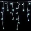A string of white LED icicle lights against a black background. Produktbild-Vorschau