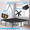 A black metal bed frame is shown in a room with a window and curtains in the background. Storage boxes are placed underneath the bed frame. Náhled obrázku produktu