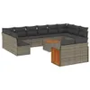 13-tlg. Garten-Sofagarnitur mit Kissen Grau Poly Rattan Produktbild-Vorschau 1