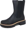 A black Chelsea boot with a thick sole is shown against a white background. Voir les images du produit