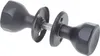 A pair of black door knobs with their mounting hardware, displayed against a white background. Podgląd zdjęcia produktu