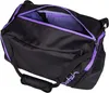 A black duffel bag with purple accents, shown open. Produktbild-Vorschau