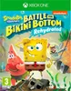 The image is the cover art for the video game Spongebob Squarepants Battle for Bikini Bottom - Rehydrated for Xbox One. It features Spongebob, Patrick, and Sandy in a cartoonish underwater setting. Produktbild-Vorschau