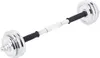 A chrome dumbbell with black grips on a white background. Náhled obrázku produktu